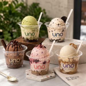 9oz Custom Disposable PET Plastic Ice Cream Cups with Logo – 95mm Rim