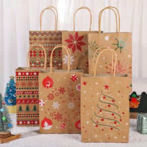 Christmas Printed Kraft Gift Bags